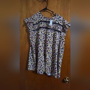 Floral Ruffle Sleeve Top